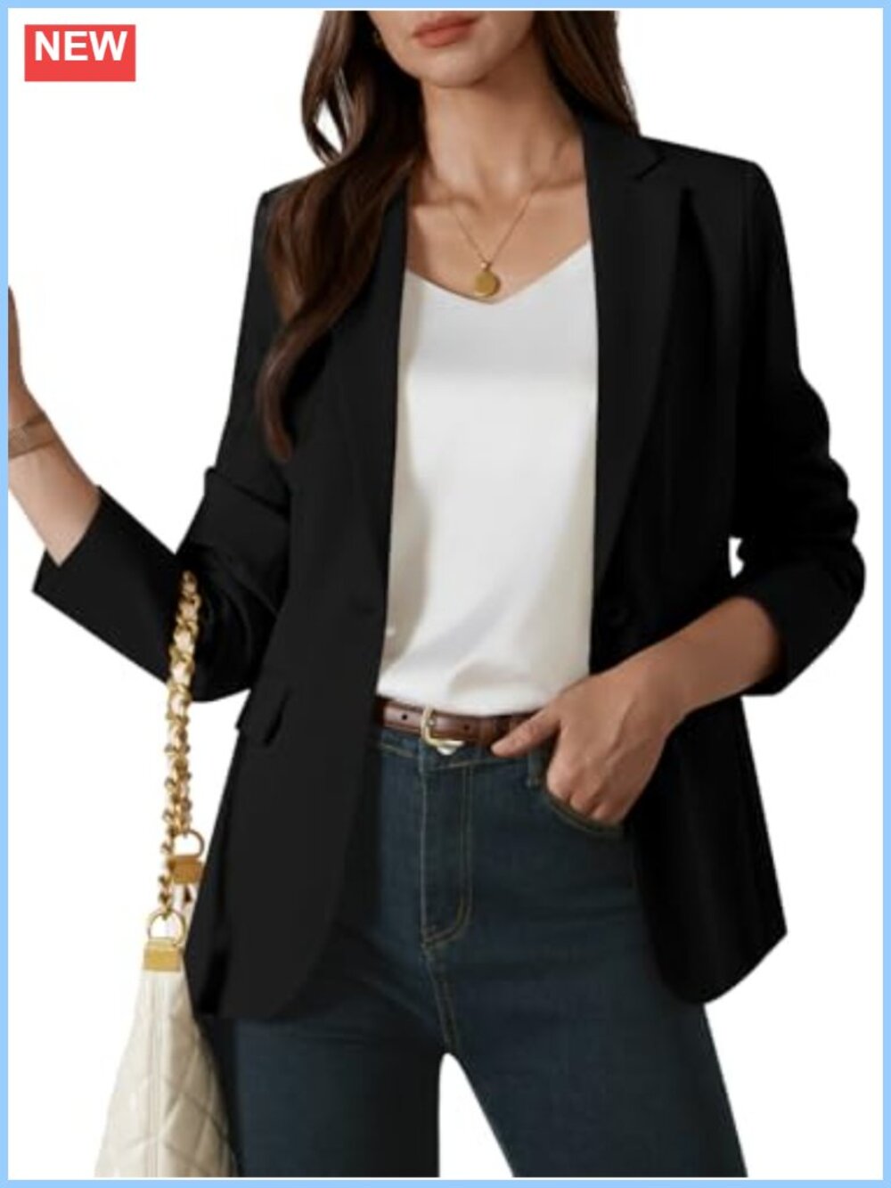 Women's Casual Blazer Long Sleeve Work Office Suit Jacket Notched Lapel